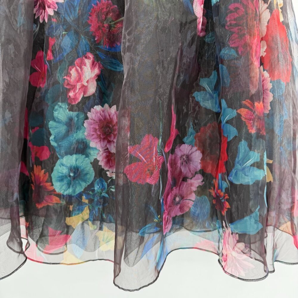 Bebe Floral Mesh Overlay Mini Skirt Skort Women’s Small High Waist Cocktail NWT - Picture 3 of 14